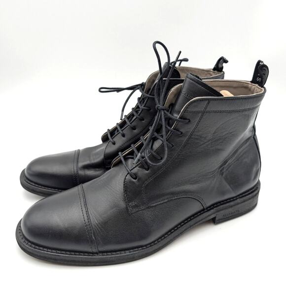 AllSaints Harland Cap Toe Ankle Boots Lace-Up Men's Black Size US13 EU46 - Picture 1 of 11